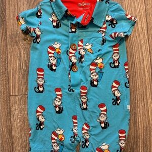 Blue Cat in the Hat Baby Romper Posh Peanut